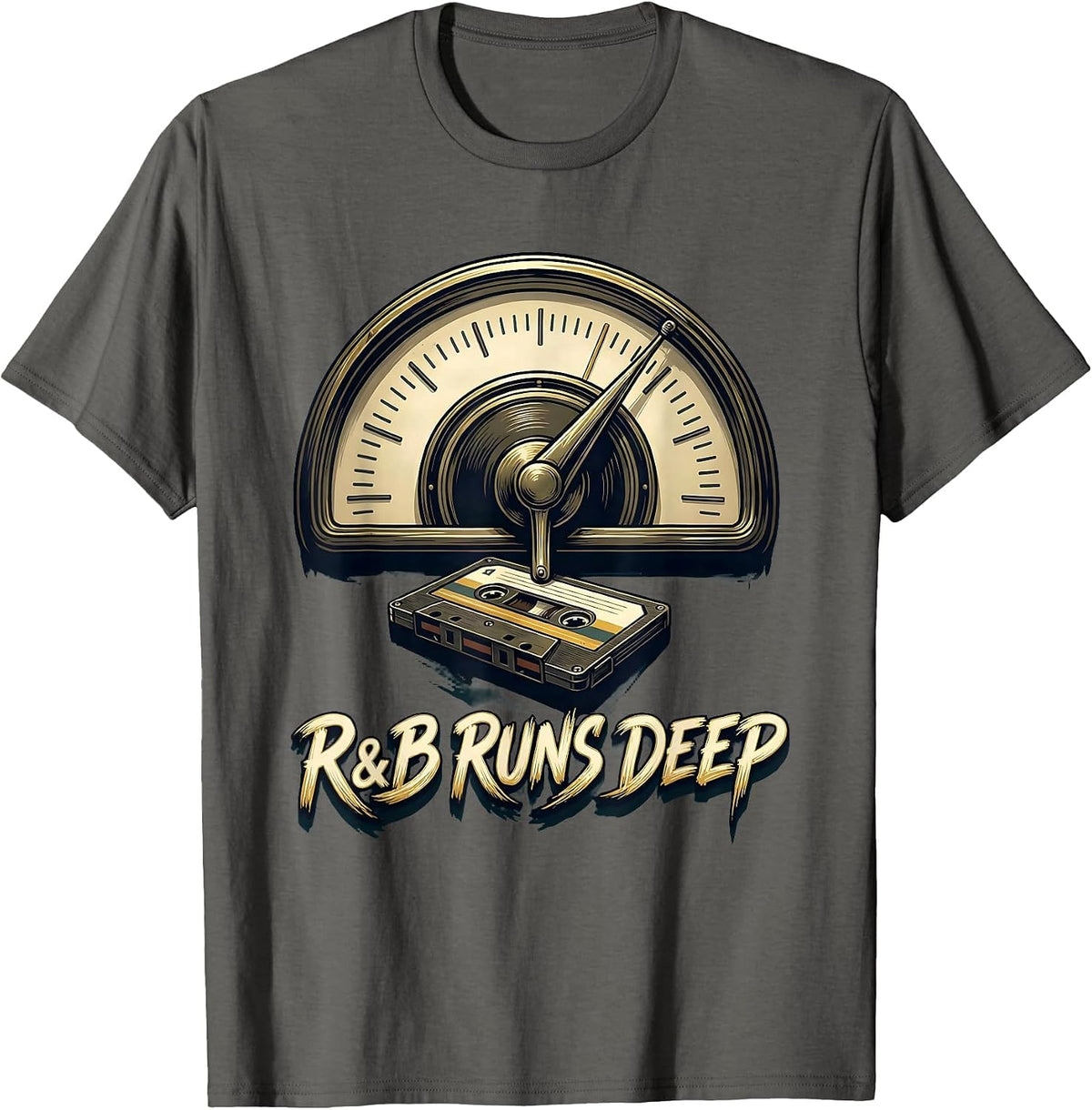 R&B Runs Deep Retro Nostalgic 90s Old-School R&B Music Fan T-Shirt - Asphalt Grey