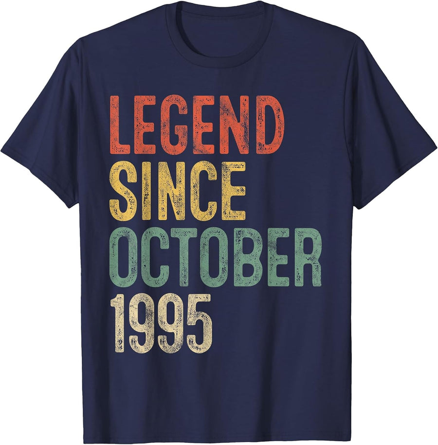 Legend October 1995 30th Birthday Men Women 30 Year Old T-Shirt - Navy Blue