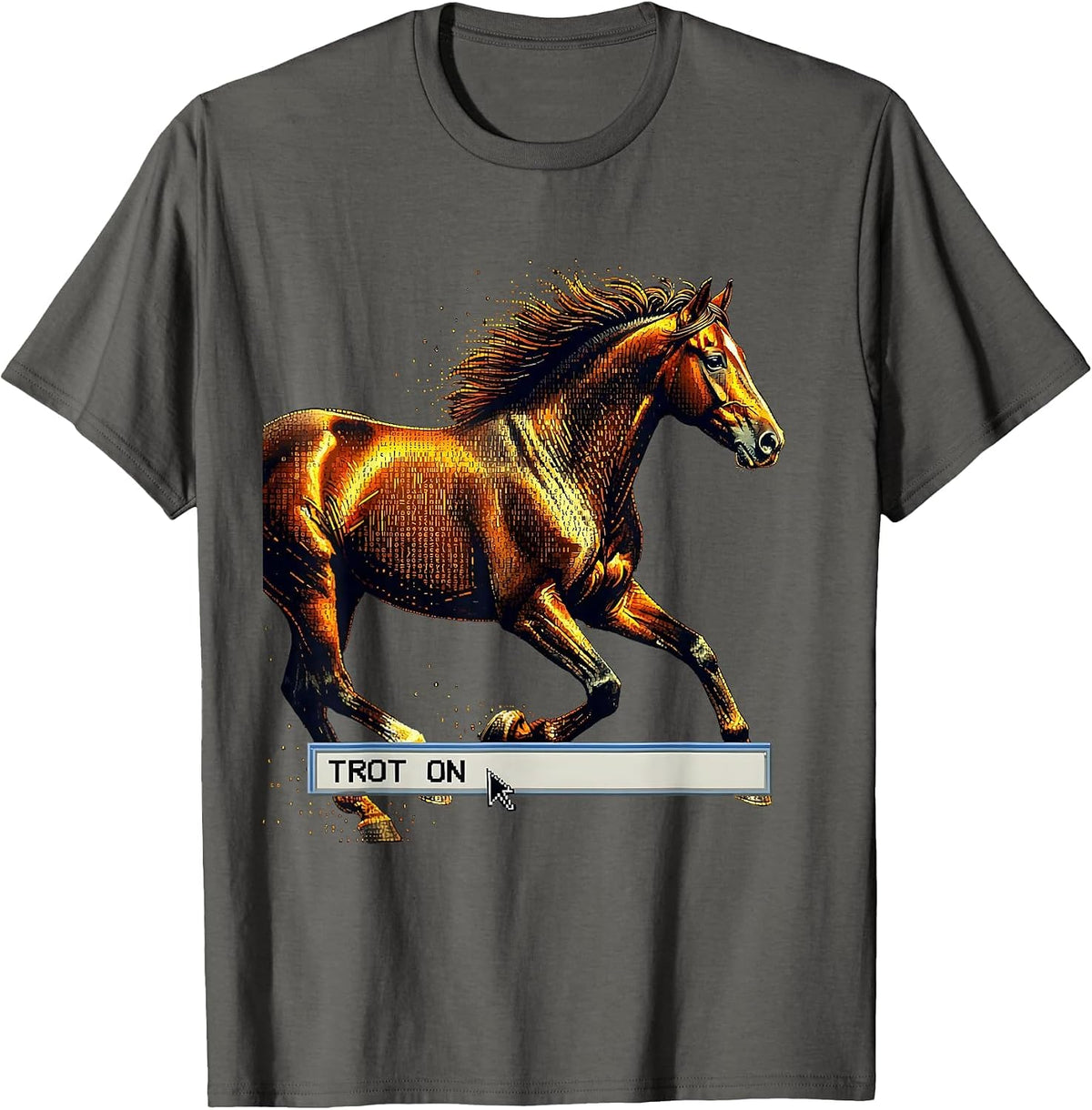 Trot On Horse Lover Equestrian Design T-Shirt - Asphalt Grey
