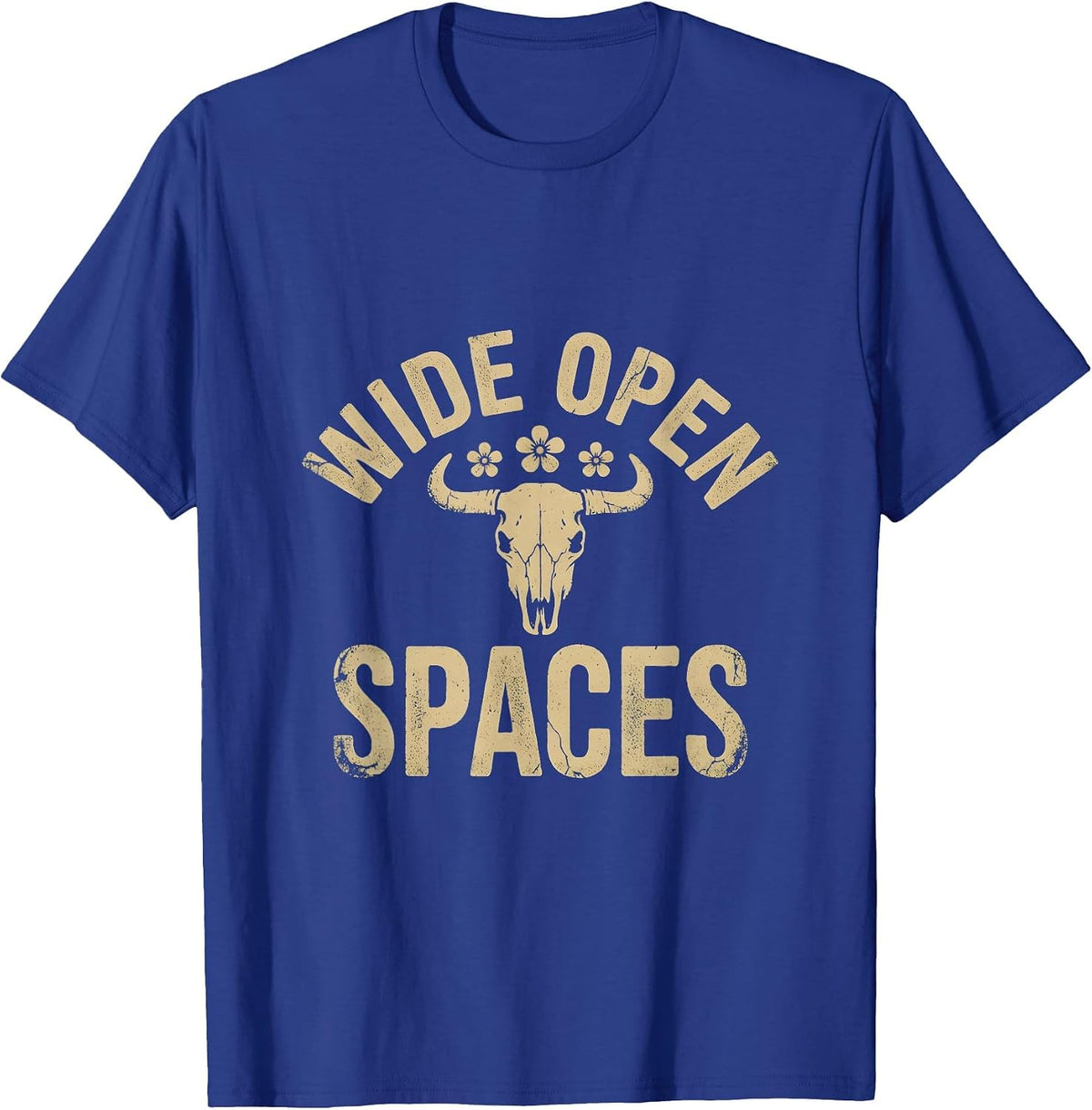 Wide Open Spaces Western Women Graphic Design T-Shirt - Royal Blue