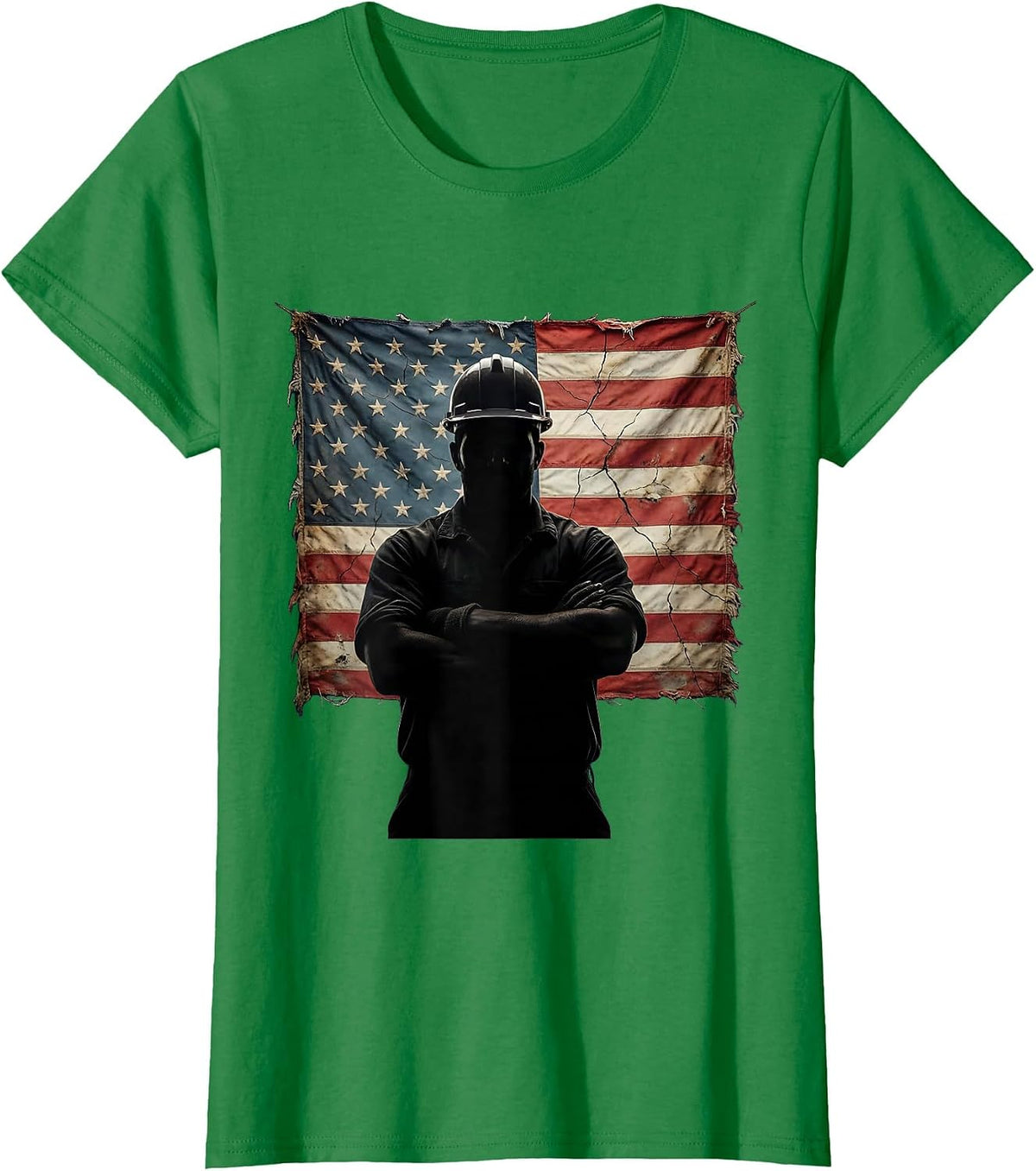 Construction Worker Hard Hat Crossed Arms Graphic T-Shirt - Kelly Green