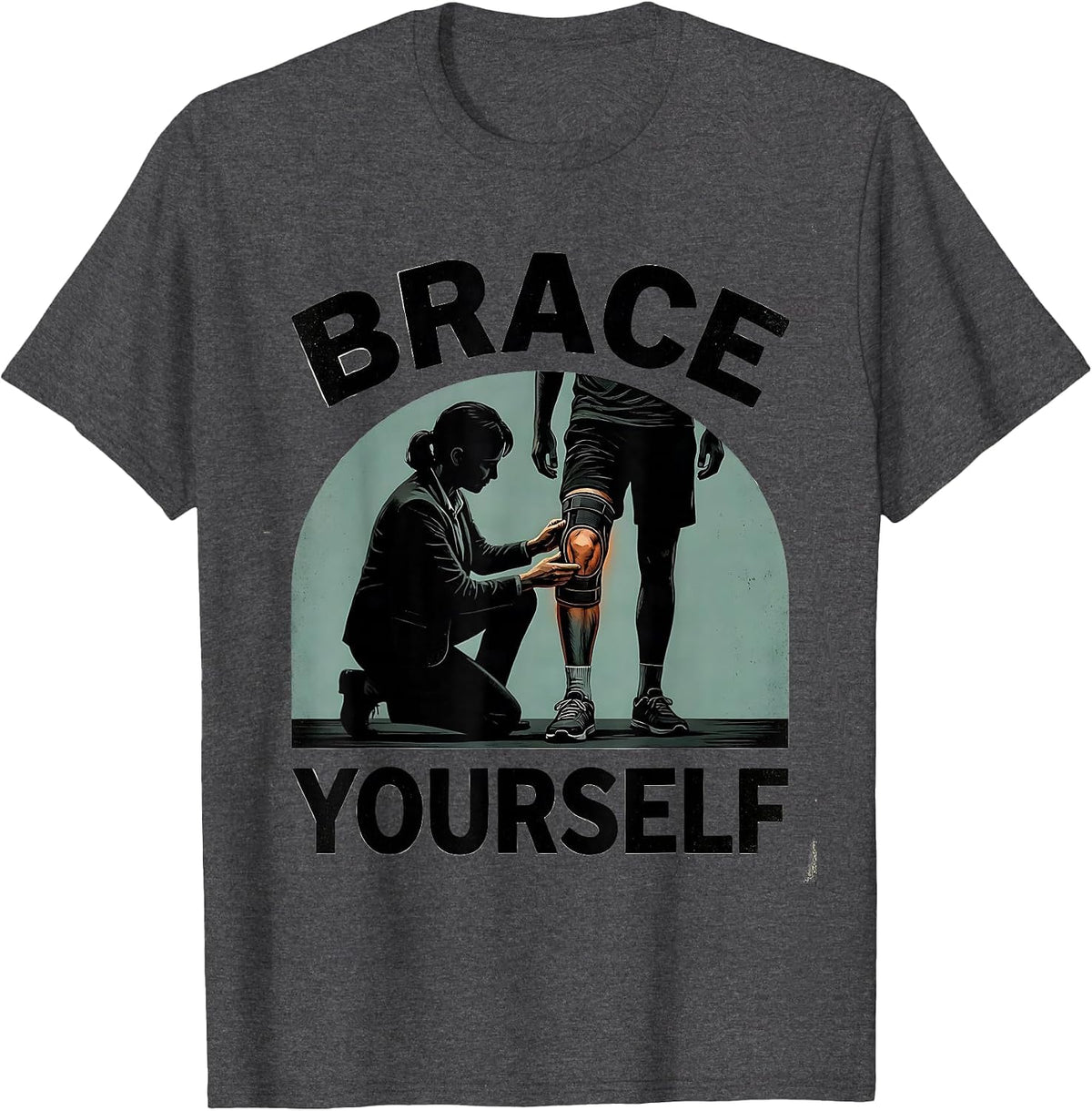 Men's Brace Yourself Vintage Funny Physical Therapist PT Gift T-Shirt - Dark Heather Grey