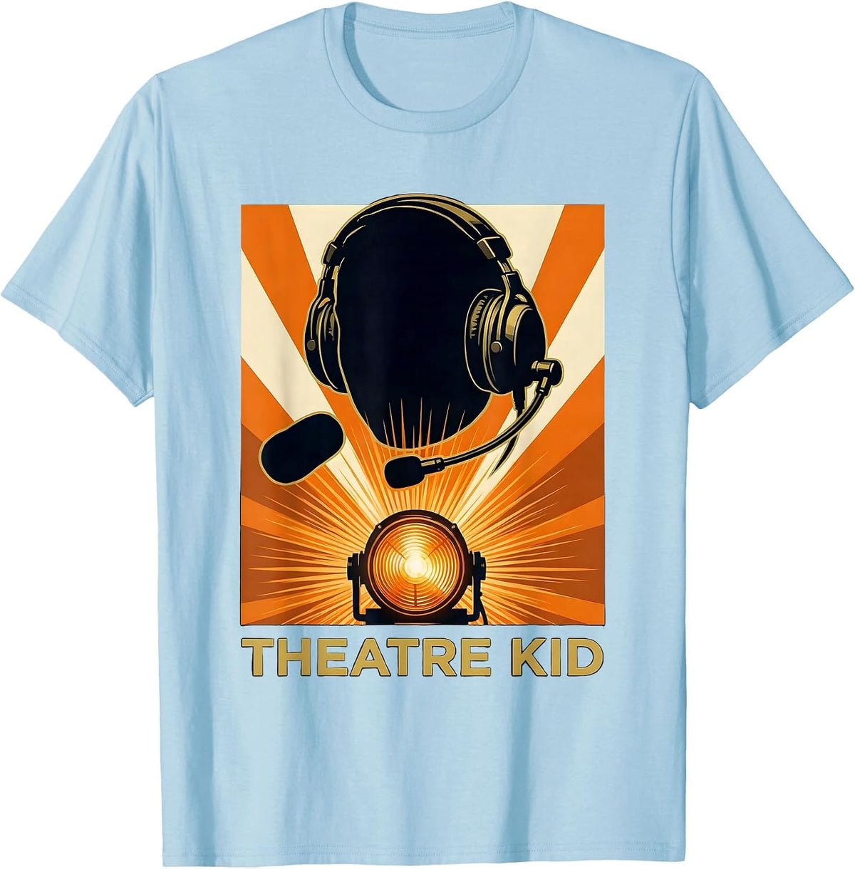 Men's Headset Mid-Adjust Theater Nerd Stage Crew Humor T-Shirt - Baby Blue