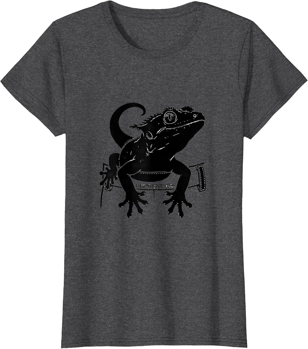 Women's I Love My Crested Gecko Funny Reptile Lover Pet Owner Humor T-Shirt - Dark Heather Grey