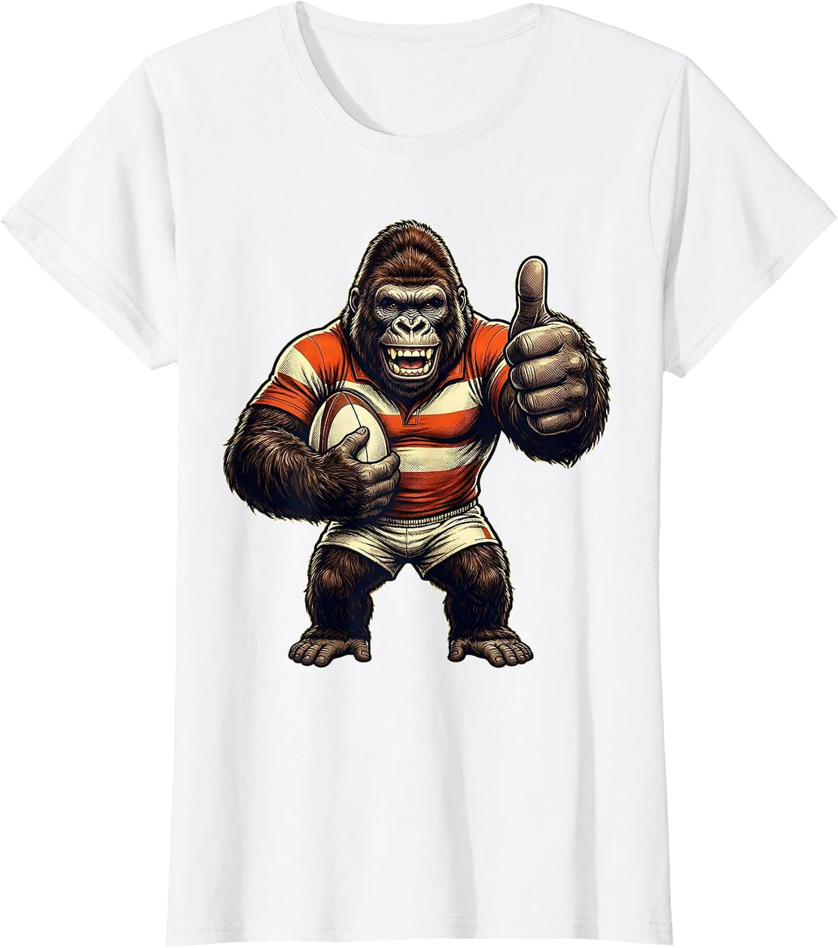 Gorilla Rugby Player Graphic Tee T-Shirt - White