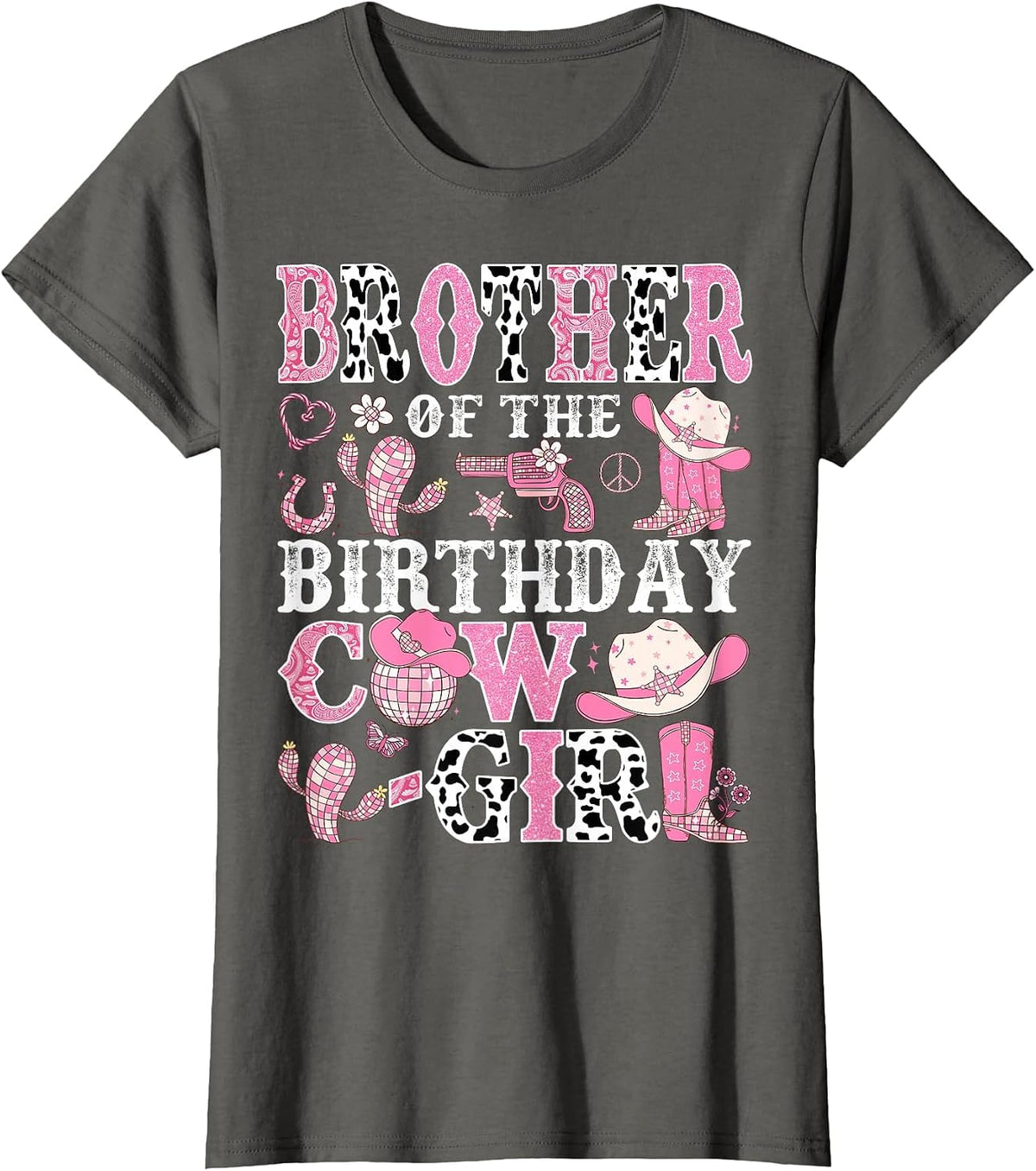Brother of The Birthday Cow-Girl Rodeo Cowgirl Birthday T-Shirt - Asphalt Grey