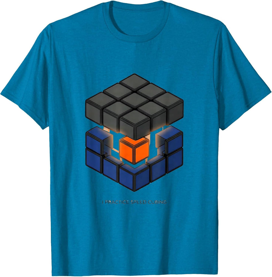 I Practice Speed Cubing Funny Speed Cubing Puzzle Lover T-Shirt - Sapphire Blue