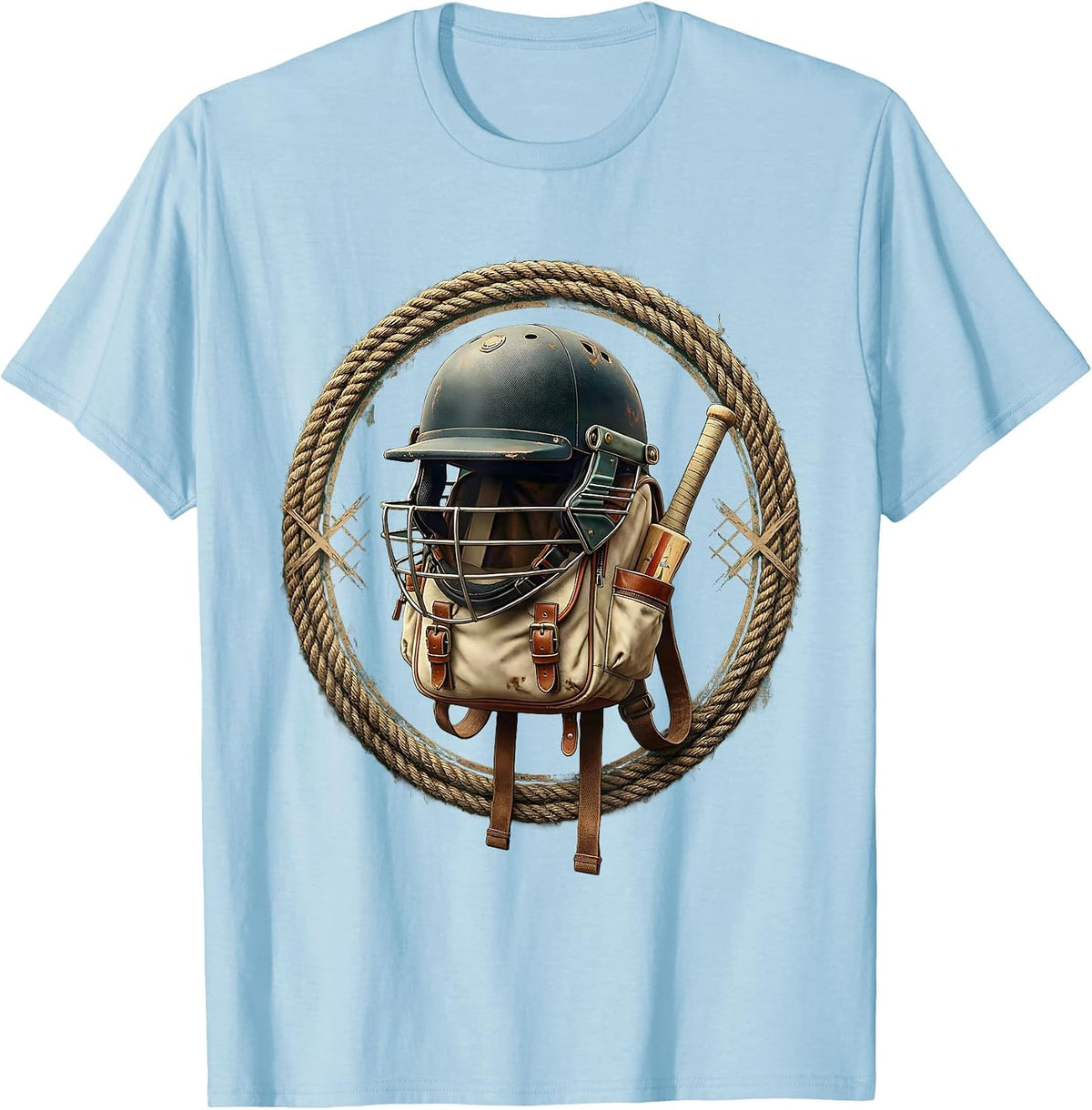 Men's Cricket Life Back to School Helmet Bag Design T-Shirt - Baby Blue