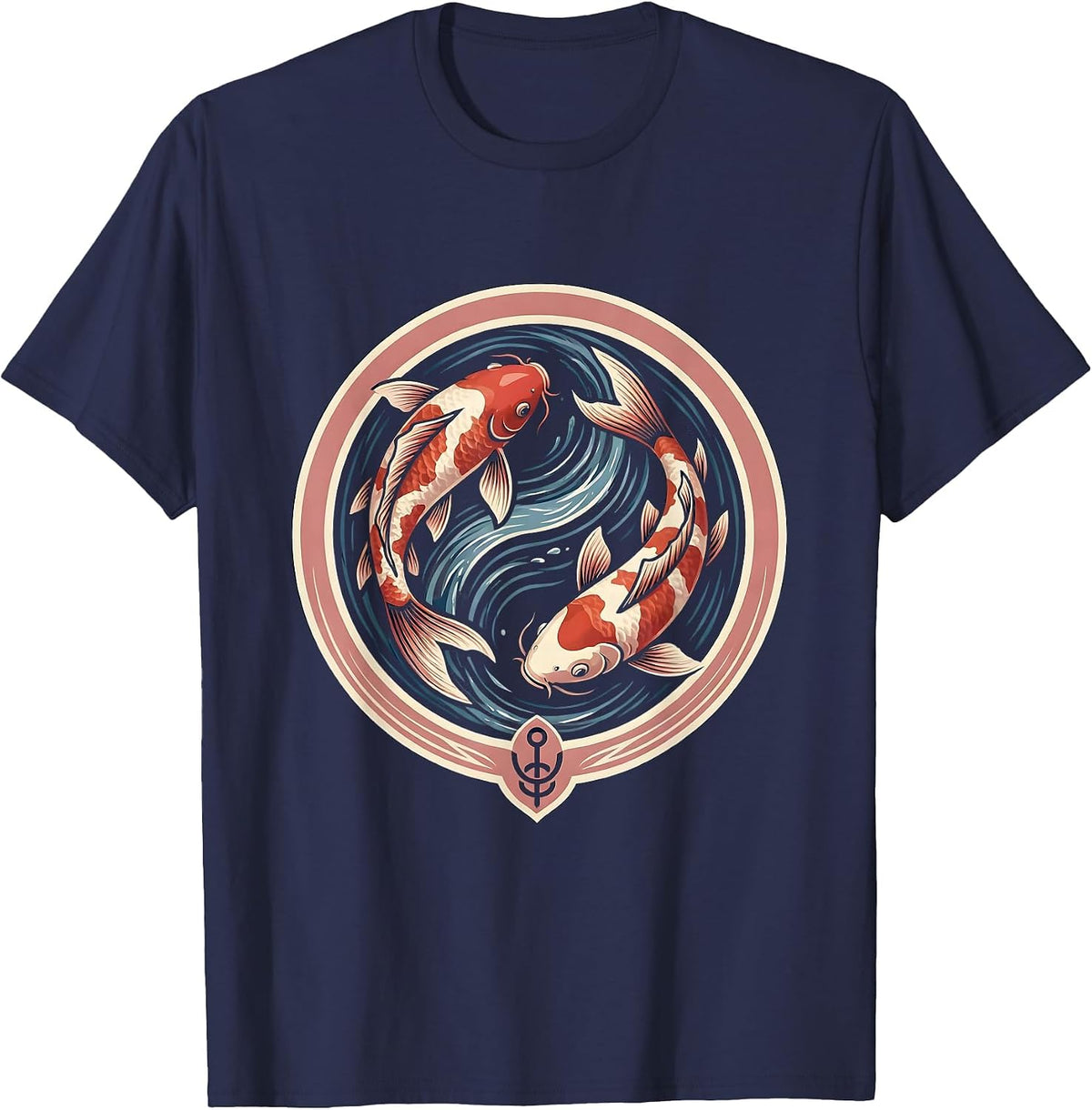 Men's Cancer Awareness Koi Fish Swimming Upstream T-Shirt - Navy Blue