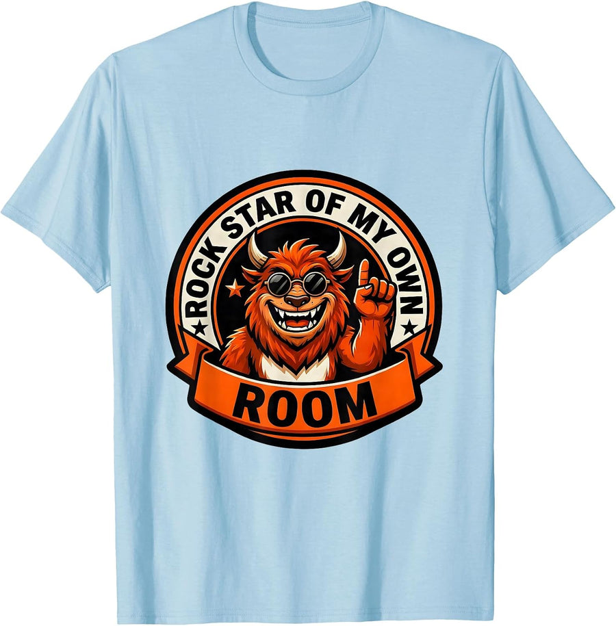 Men's Rock Star Of My Own Room Funny Rock Music Fan Novelty T-Shirt - Baby Blue