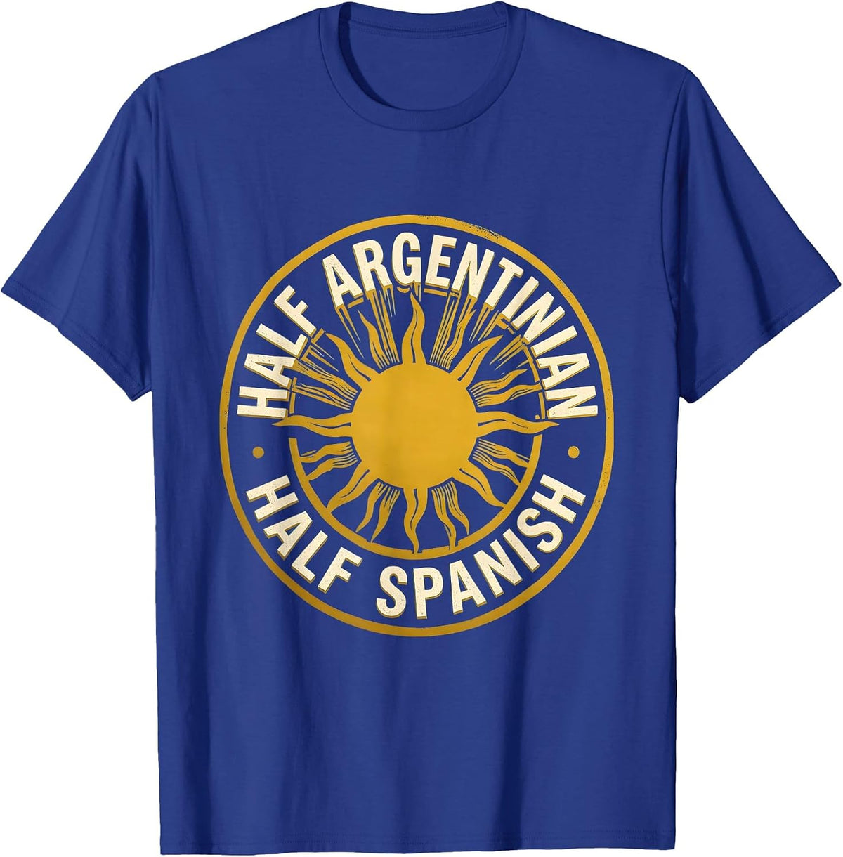 Half Argentinian Half Spanish Vintage Argentina Flag T-Shirt - Royal Blue