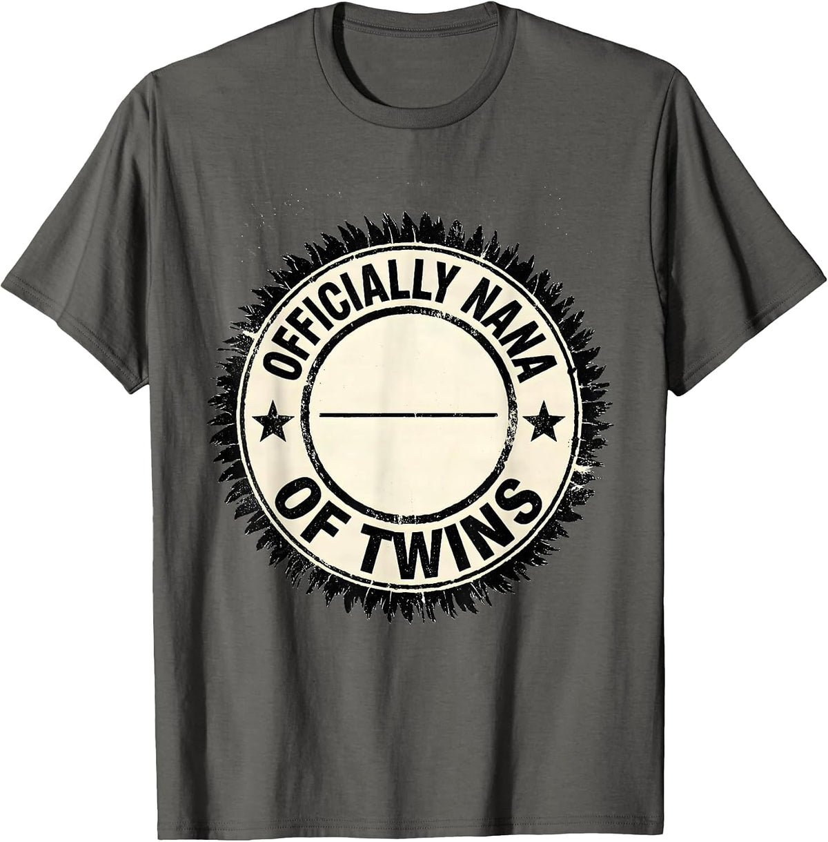 Men's Officially Nana Of Twins Rubber Stamp Grandma Of Twins T-Shirt - Asphalt Grey