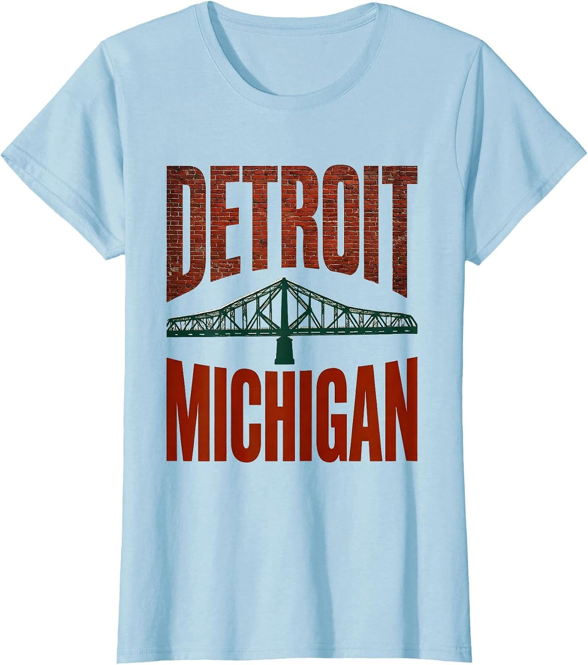 DETROIT MICHIGAN American Flag Baseball Weathered City Pride T-Shirt - Baby Blue