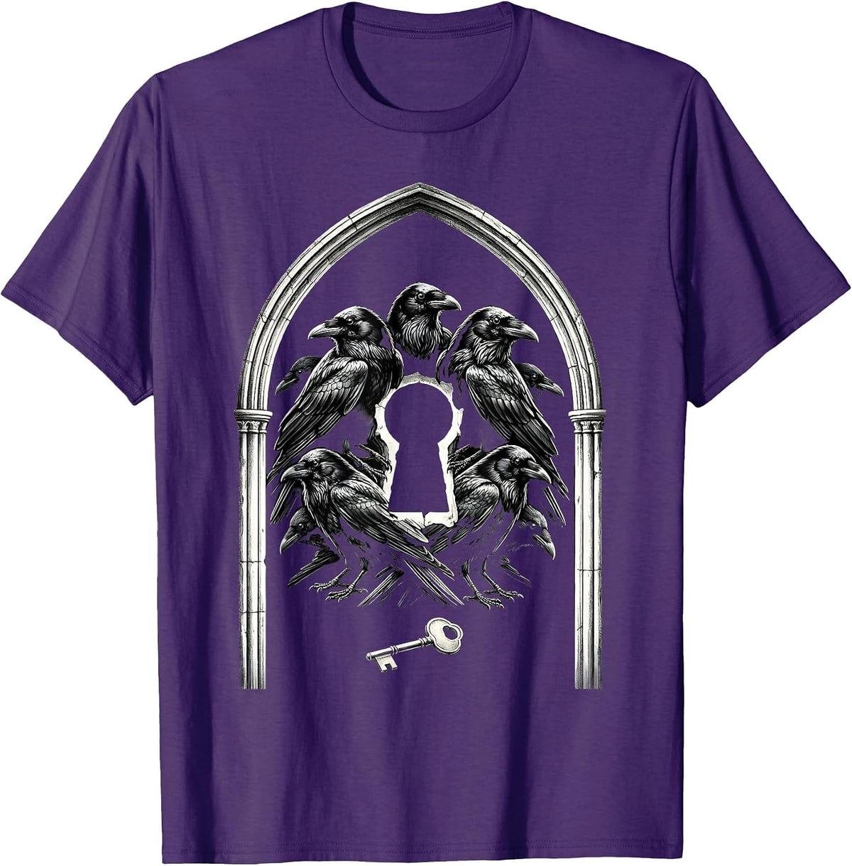 Crow Murder Silhouettes Gothic Humor Bird Lover Halloween T-Shirt - Purple