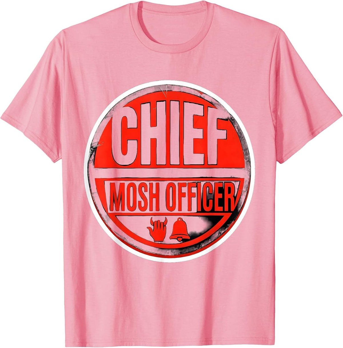 Men's Chief Mosh Officer Funny Heavy Metal Christmas Rock Fan T-Shirt - Pink