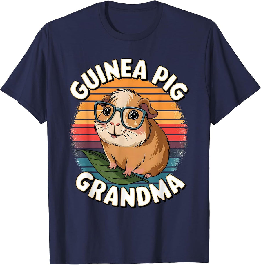 Cute Guinea Pig Grandma Design for Grandmothers T-Shirt - Navy Blue