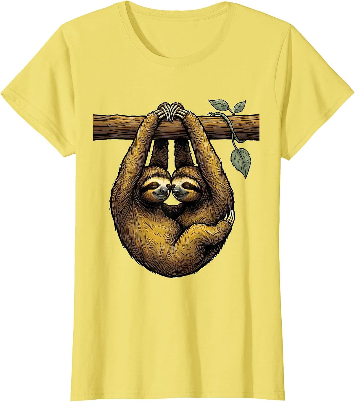 Interlocked Sloths Funny Sloth Lover Gift T-Shirt - Lemon Yellow