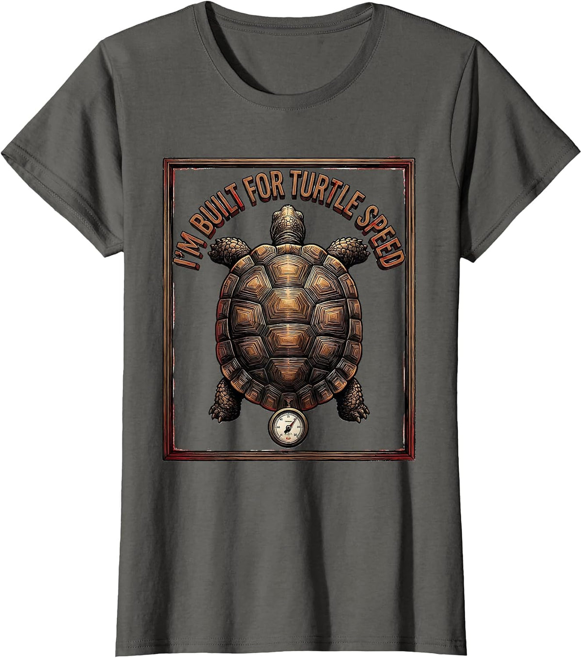 Women's I’m Built For Turtle Speed Funny Turtle Lover Wood Type T-Shirt - Asphalt Grey
