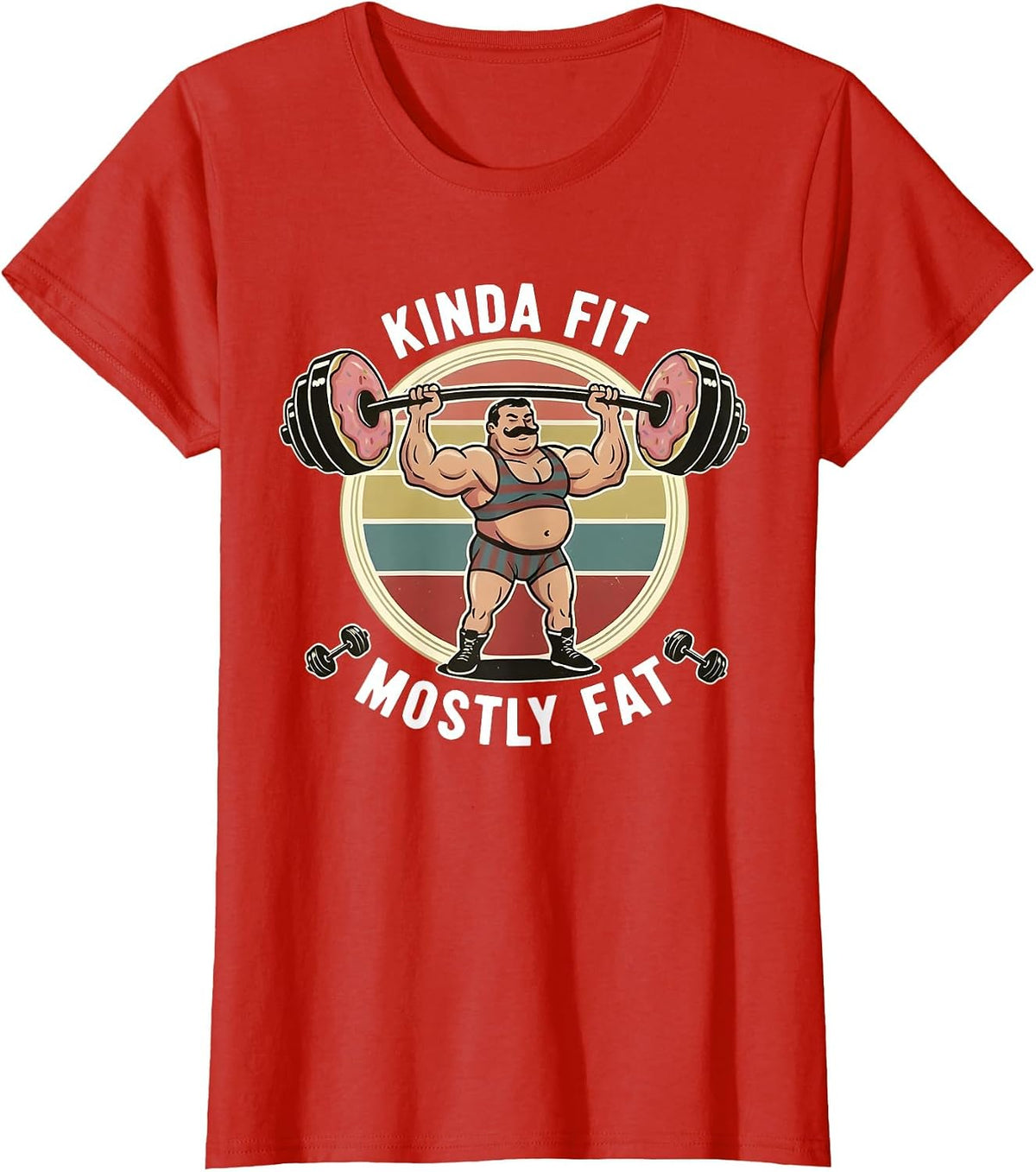 Kinda Fit Mostly Fat Funny Gym Workout Sarcastic Fitness Men T-Shirt - Red