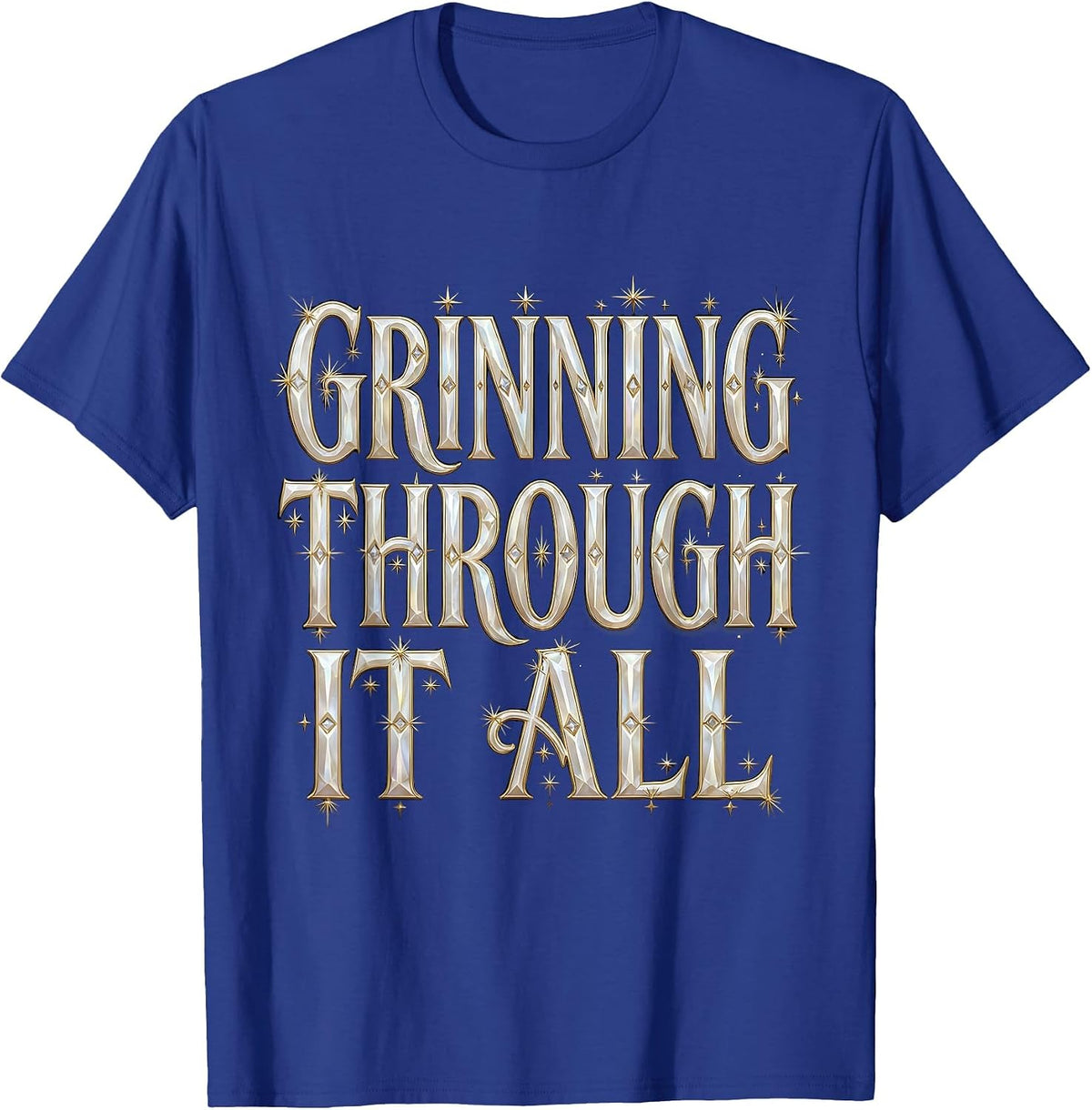 Never Better Skeleton Grinning Through It All T-Shirt - Royal Blue