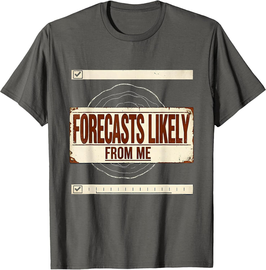 Forecasts Likely From Me Vintage Storm Chaser Meteorology T-Shirt - Asphalt Grey