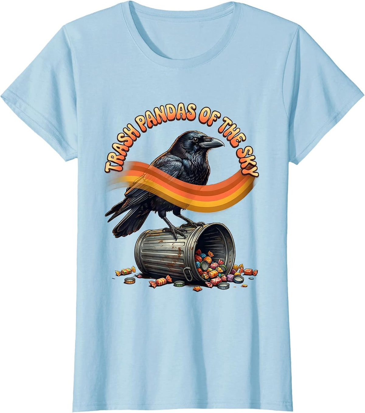 Trash Pandas of the Sky Crow Lover Design T-Shirt - Baby Blue