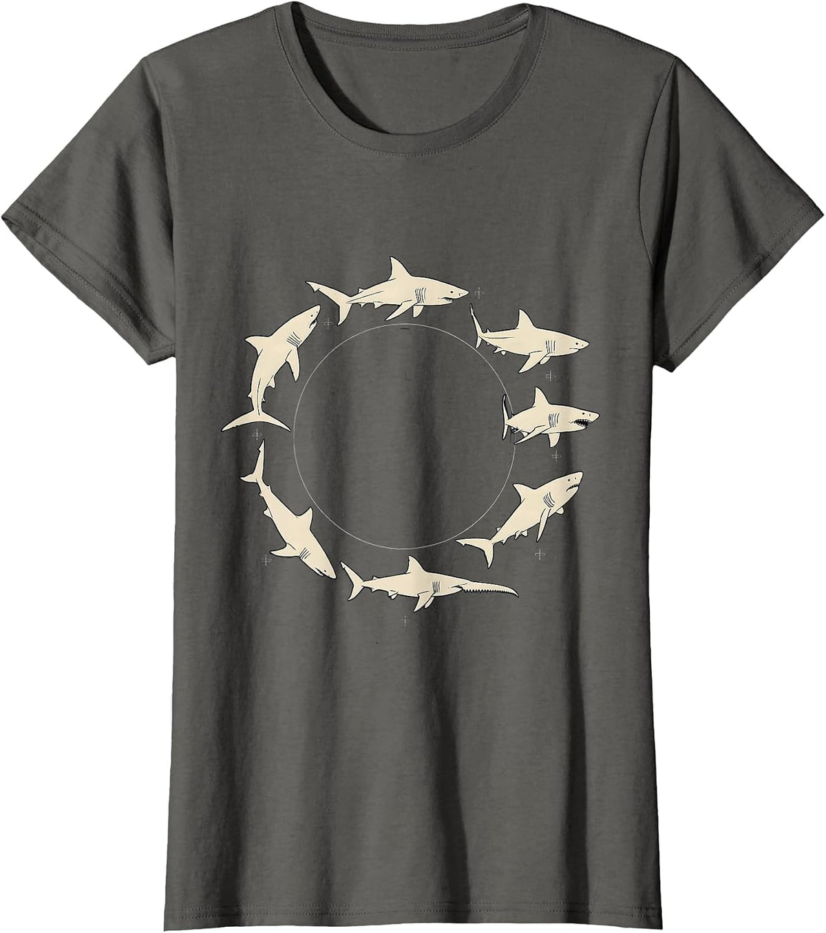 Women's Shark Species Identification Chart Minimalist Marine T-Shirt - Asphalt Grey