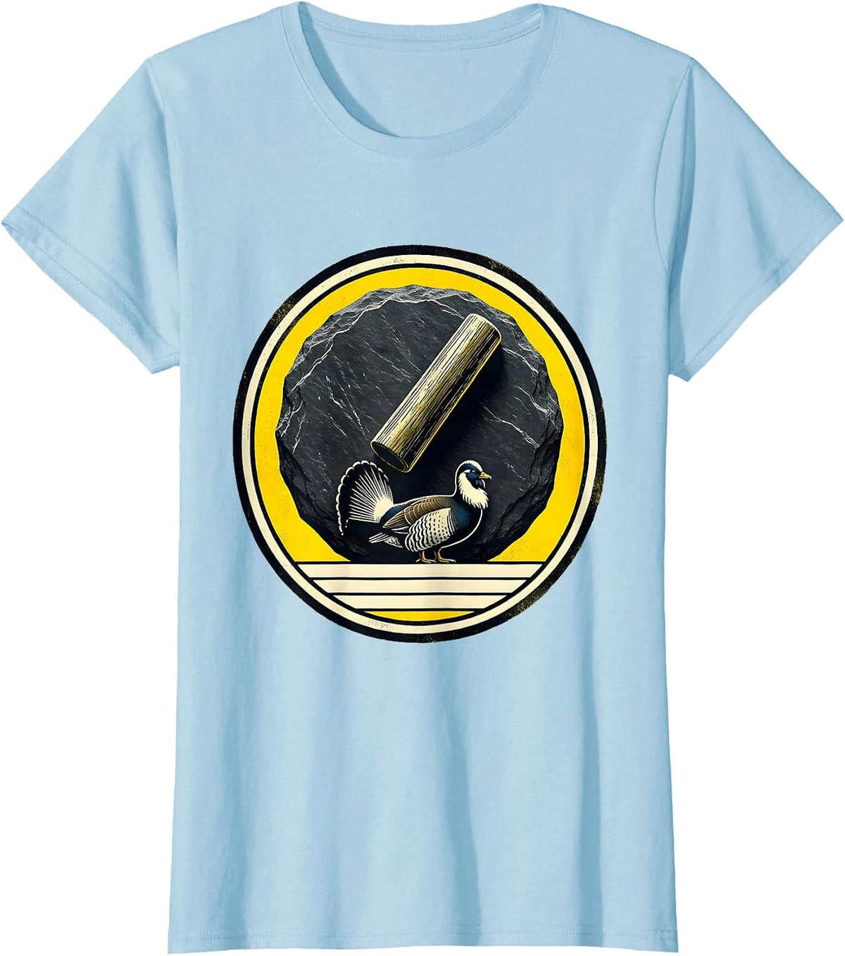 Sealed Turkey Call Hunting Badge Stencil Graphic Gift T-Shirt - Baby Blue