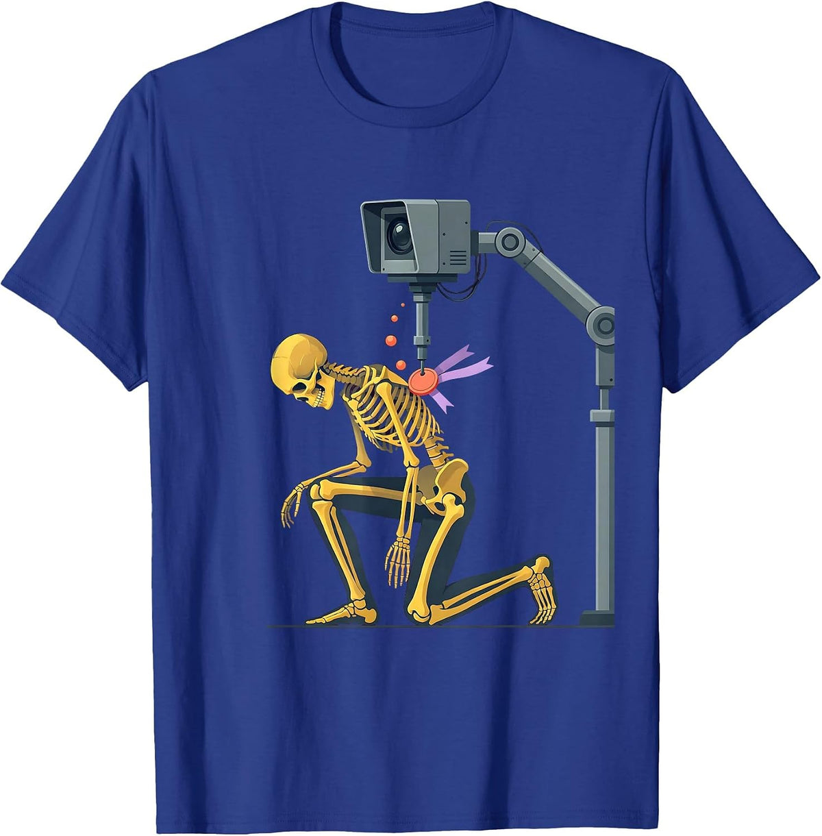Men's Skeleton Gamma Camera Radiology Tech Halloween Humor T-Shirt - Royal Blue