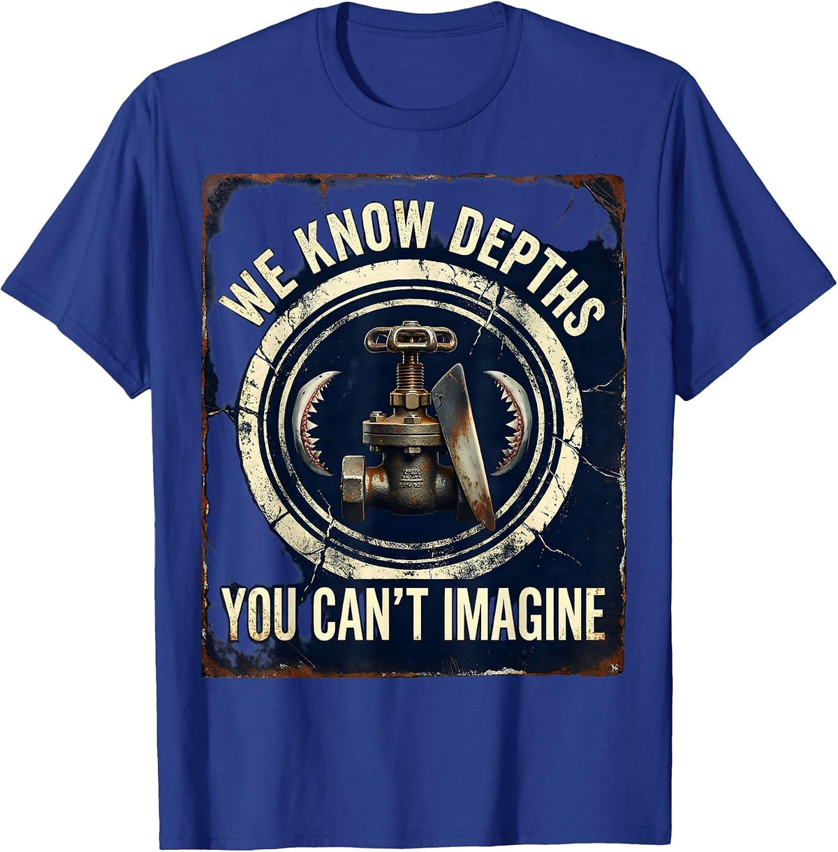 Men's We Know Depths You Can't Imagine Distressed Scuba Diver T-Shirt - Royal Blue