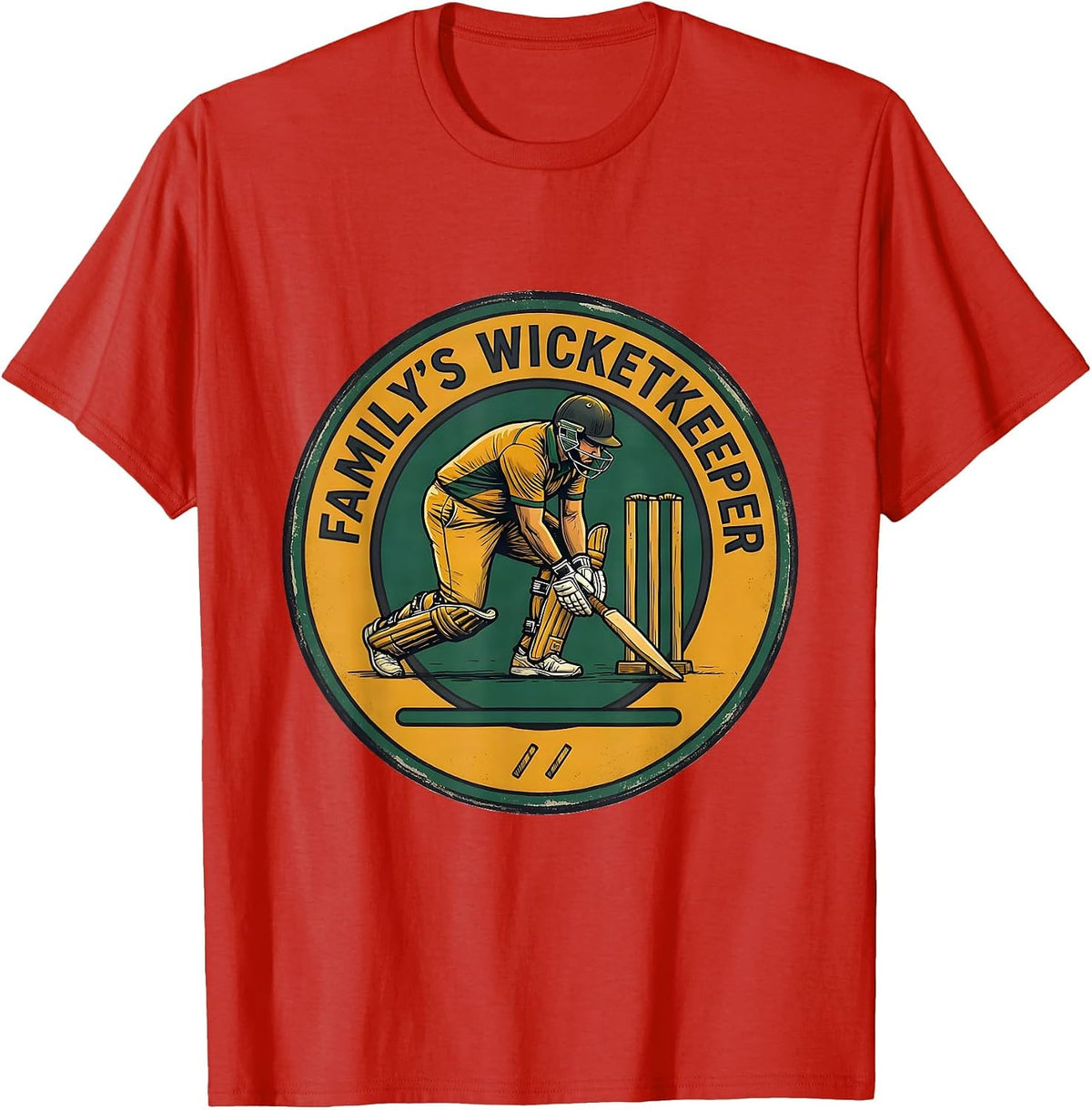 Family's Wicketkeeper Cricket Fan Sports Enthusiast National T-Shirt - Red