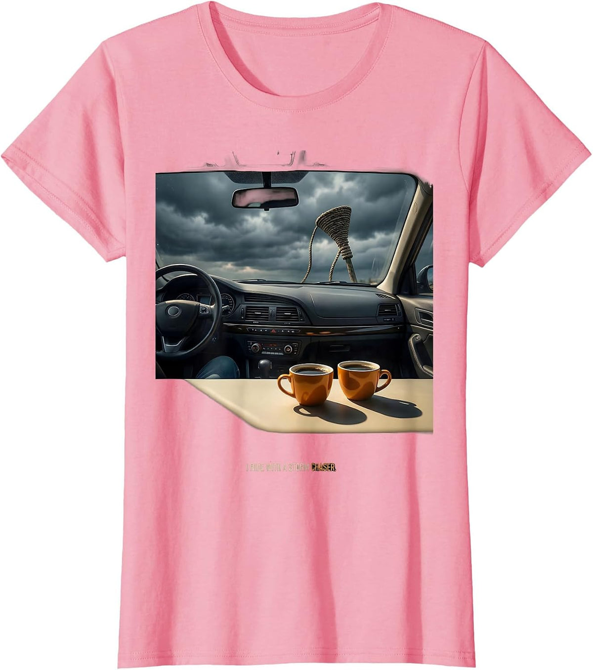 Women's I Ride With A Storm Chaser Funny Tornado Chaser Meteorology T-Shirt - Pink