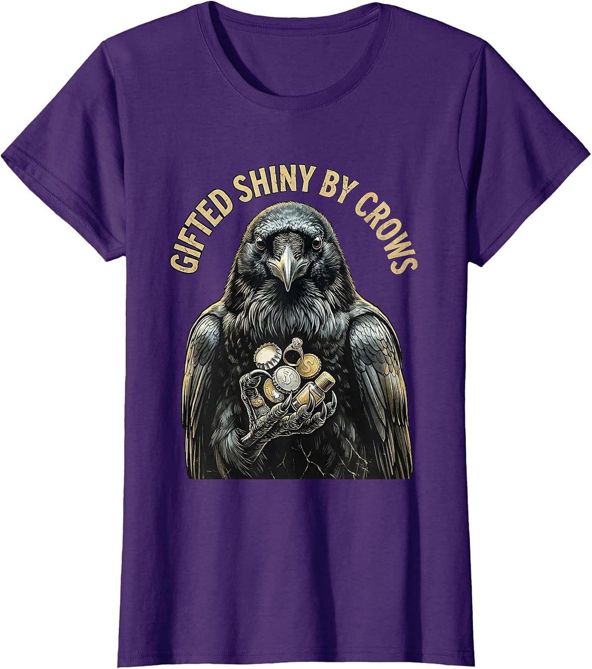 Women's Gifted Shiny By Crows Funny Bird Lover Design T-Shirt - Purple
