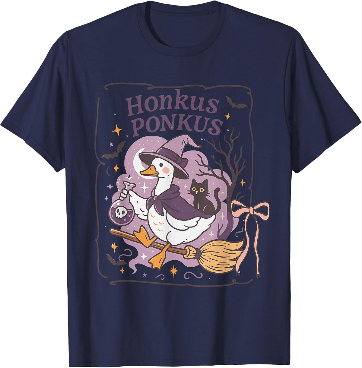 Honkus Ponkus Funny Goose Halloween T-Shirt - Navy Blue