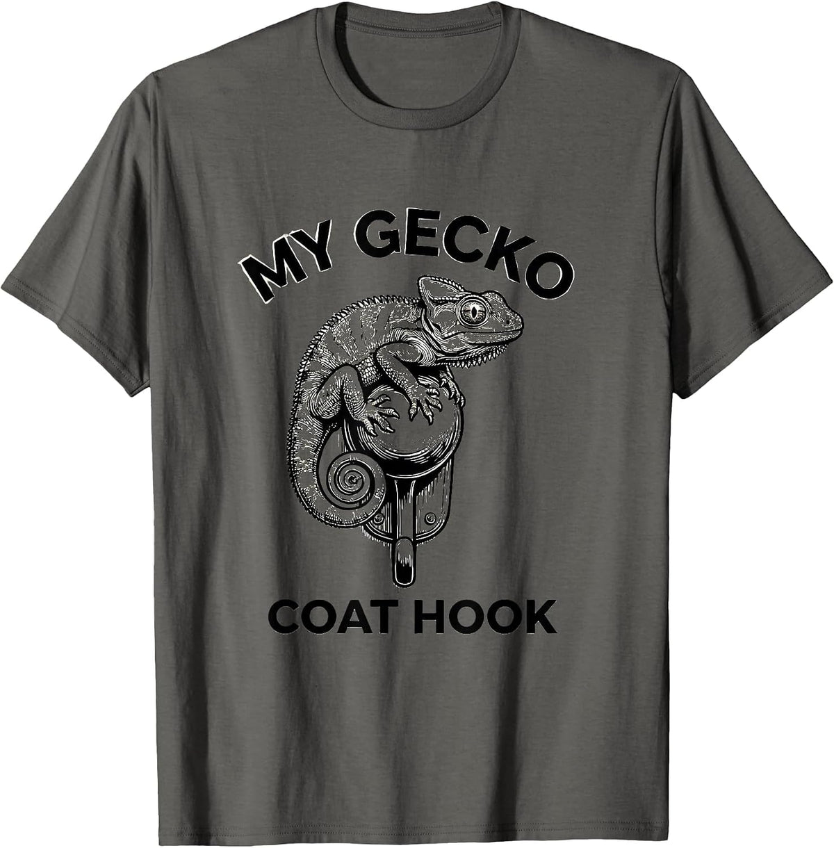Men's My Gecko Coat Hook Funny Reptile Lover Gecko Owner Gift T-Shirt - Asphalt Grey