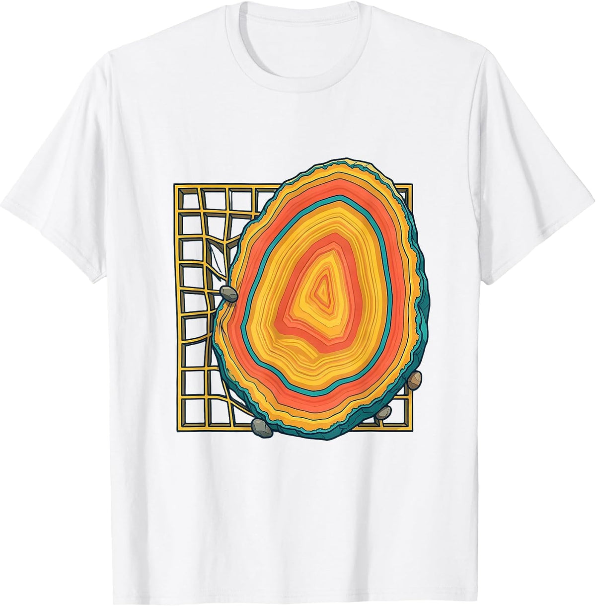 Men's Geode Specimen Grid Rock Collector Geology Humor T-Shirt - White