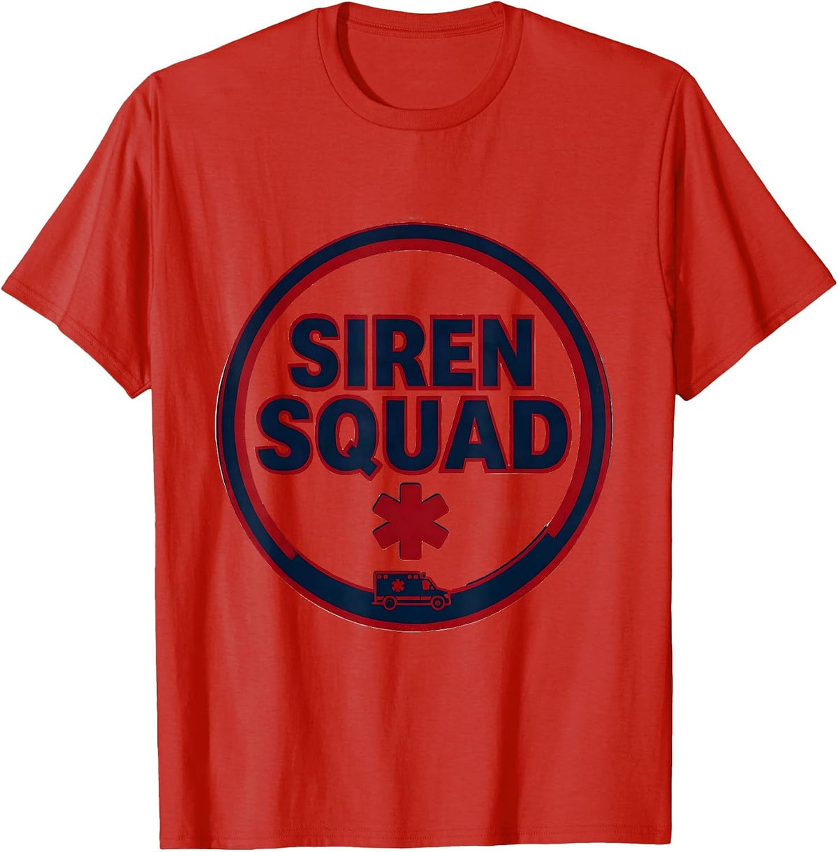Men's Siren Squad Screenprint EMT Paramedic EMS Crew Gift T-Shirt - Red