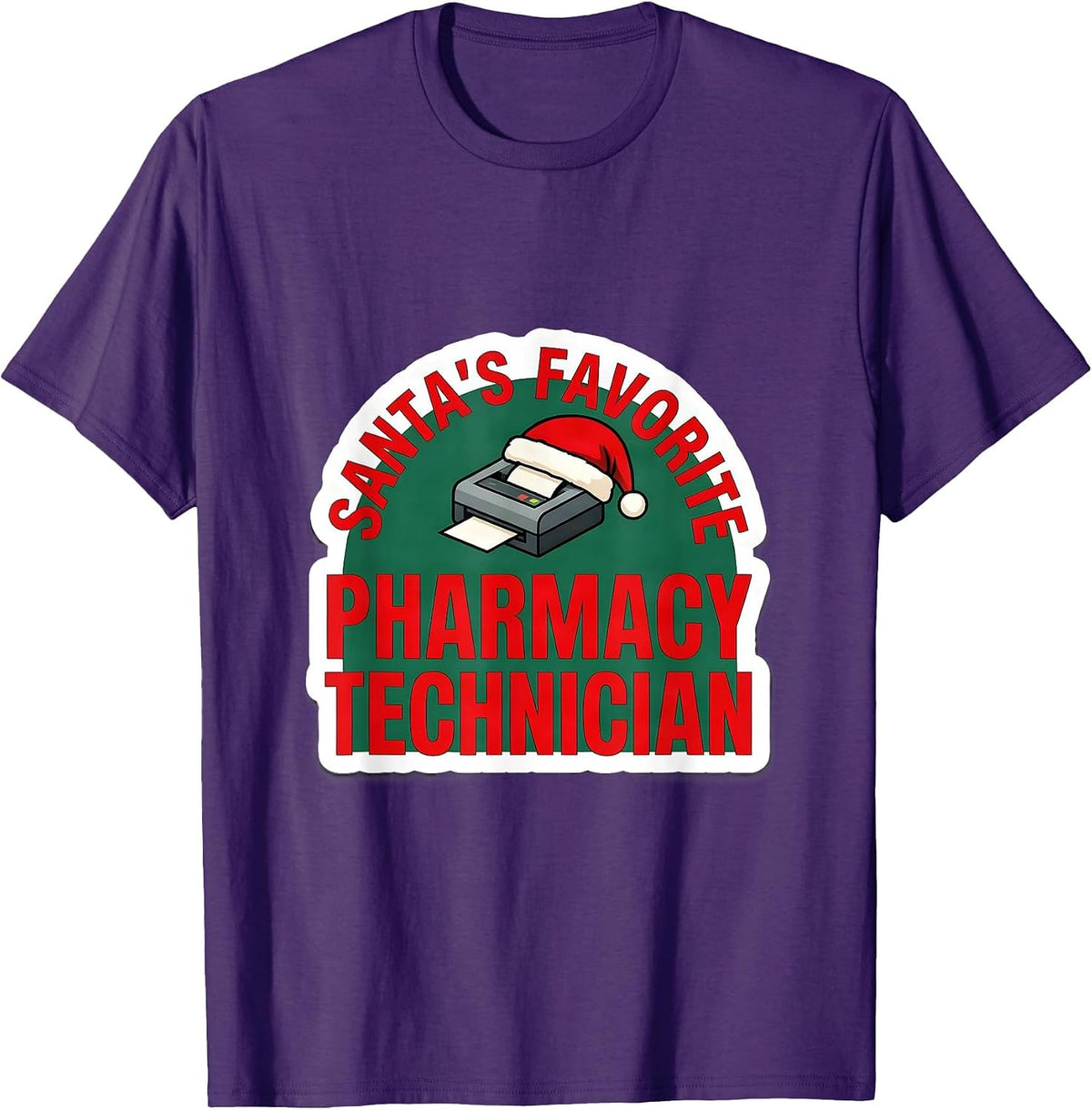 Men's Santa's Favorite Pharmacy Technician Funny Christmas Medical T-Shirt - Purple