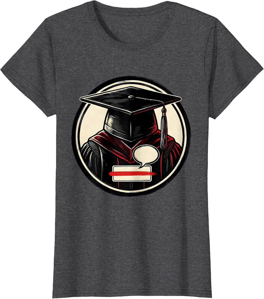 Women's Doctoral Hood Badge PhD Graduation Humor T-Shirt - Dark Heather Grey