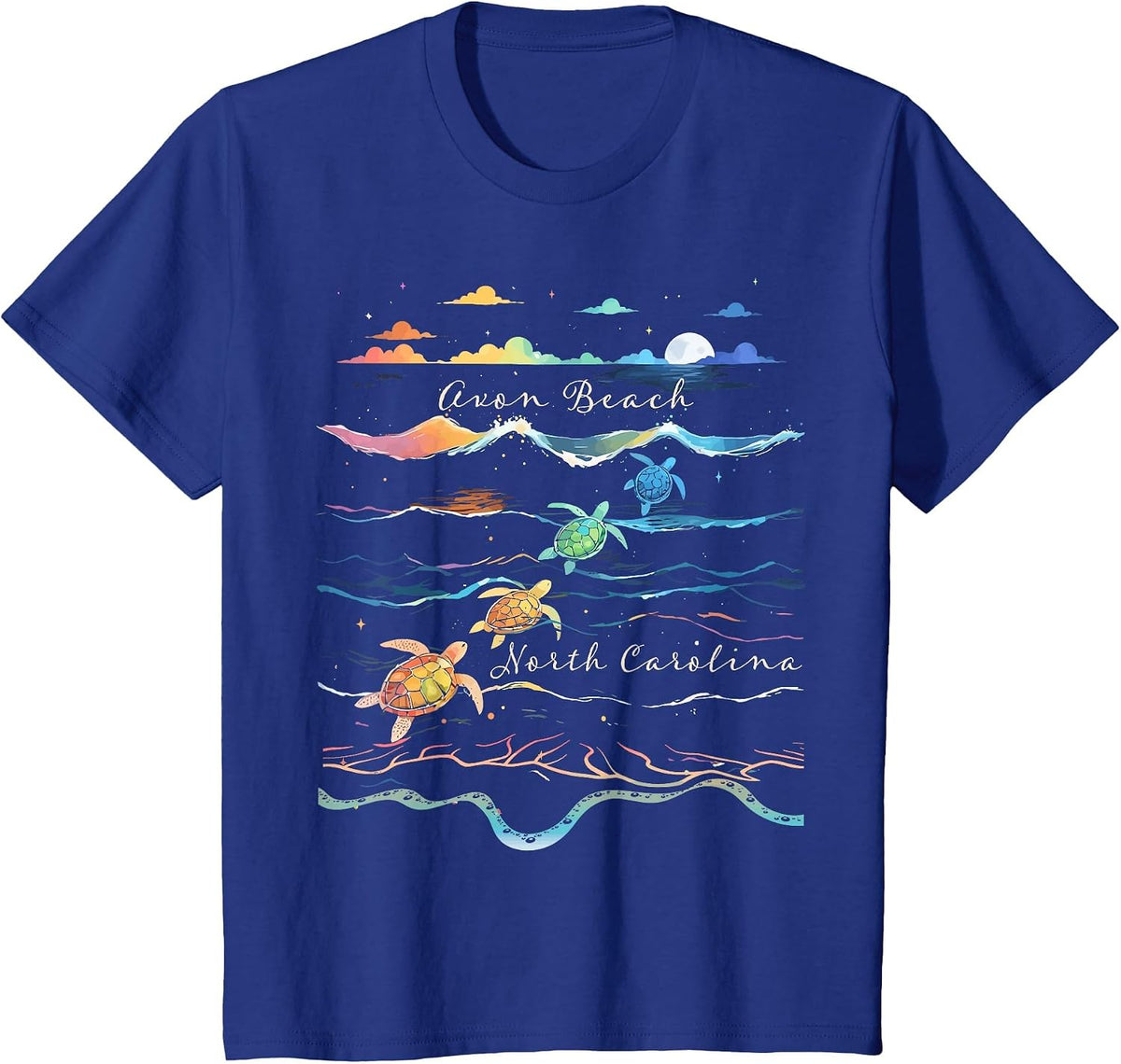 Avon Beach North Carolina Sea Turtle Beach Lover Outer Banks T-Shirt - Royal Blue
