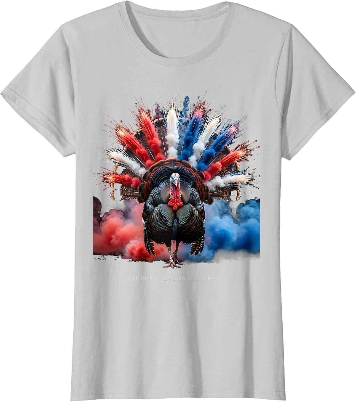 Women's Turkey Season All Year Funny Hunting Design T-Shirt - Silver Grey