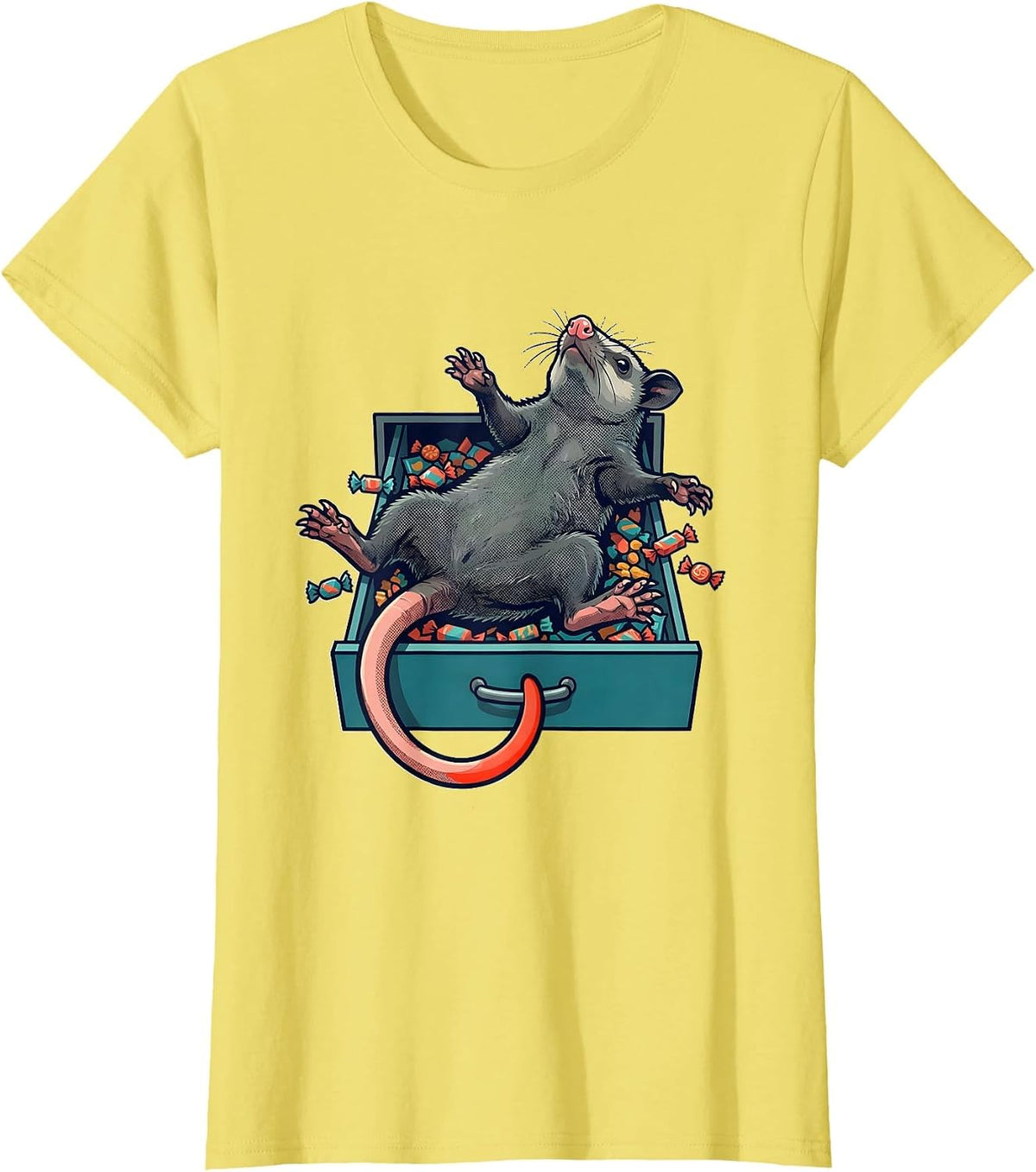 Limp Opossum Snack Drawer Funny Animal Meme T-Shirt - Lemon Yellow