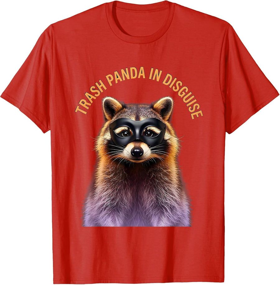 Trash Panda In Disguise Funny Raccoon Design T-Shirt - Red