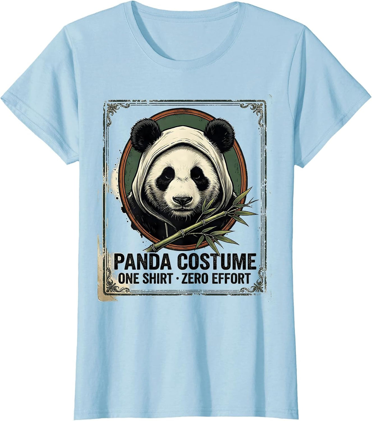 Women's Panda Costume: One Shirt, Zero Effort Vintage Funny Animal T-Shirt - Baby Blue