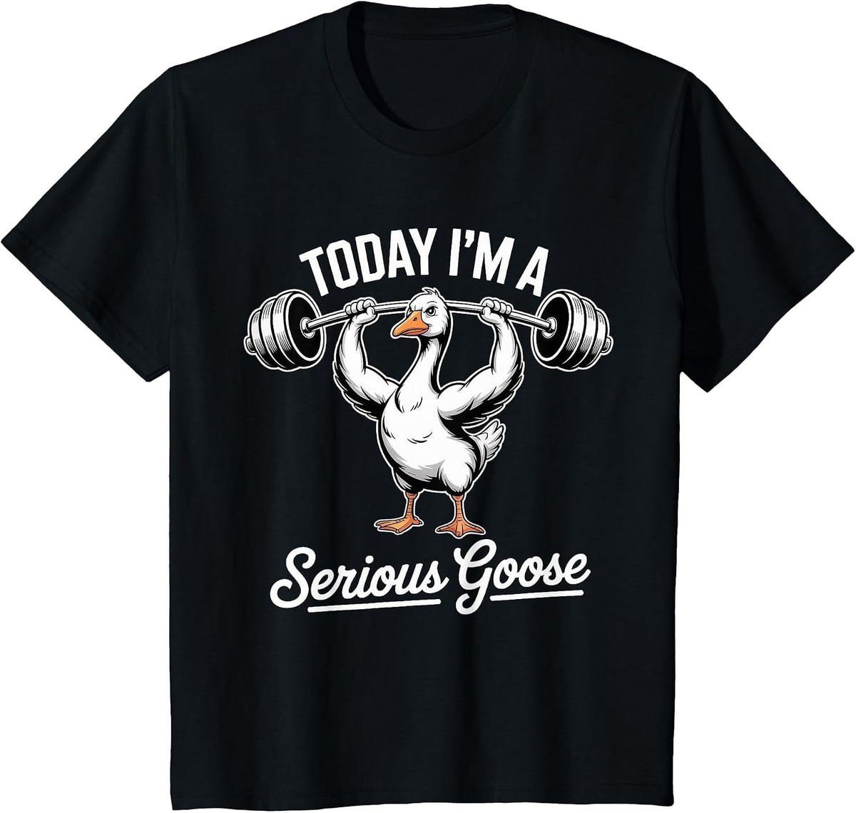 Funny Weightlifting Serious Goose Gym Humor Workout T-Shirt - Black