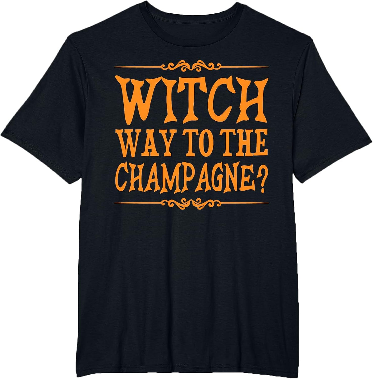 Witch Way to The Champagne Pumpkin Spice Drink Halloween T-Shirt - Black