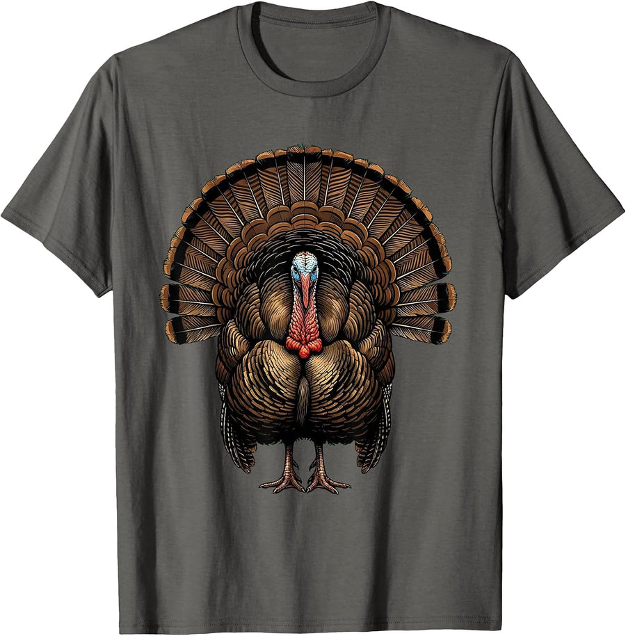Camo Turkey Strutting Woodland Hunting Design T-Shirt - Asphalt Grey