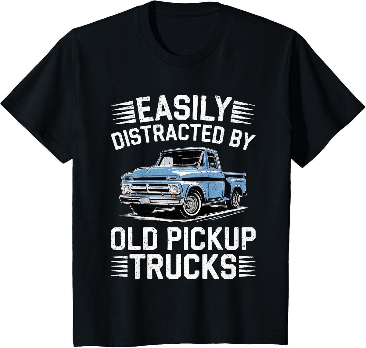 Easily Distracted by Old Pickup Trucks Shirt Vintage Car Guy T-Shirt - Black