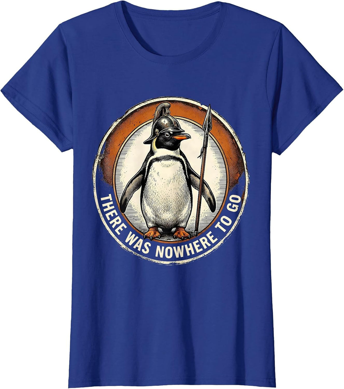 Women's There Was Nowhere To Go Vintage Funny Penguin Martial Arts T-Shirt - Royal Blue