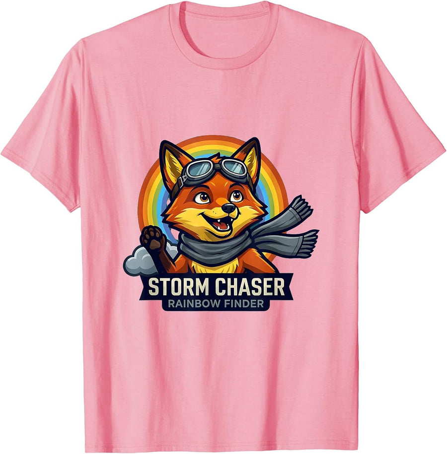 Storm Chaser Rainbow Finder Colorful Design T-Shirt, Men, Pink, 3X-Large - As Pictured